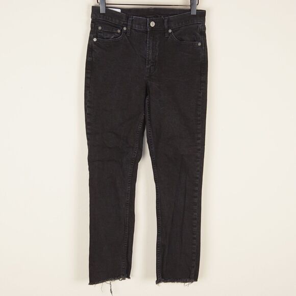 Gap Mid Rise Vintage Slim Raw Hem Black Rinse Jeans Womens Sz 27 - Picture 1 of 7